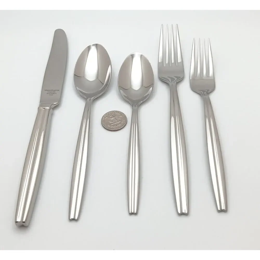 Reed & Barton Tate 5 Piece Place Set 18/10 Stainless Glossy Flatware